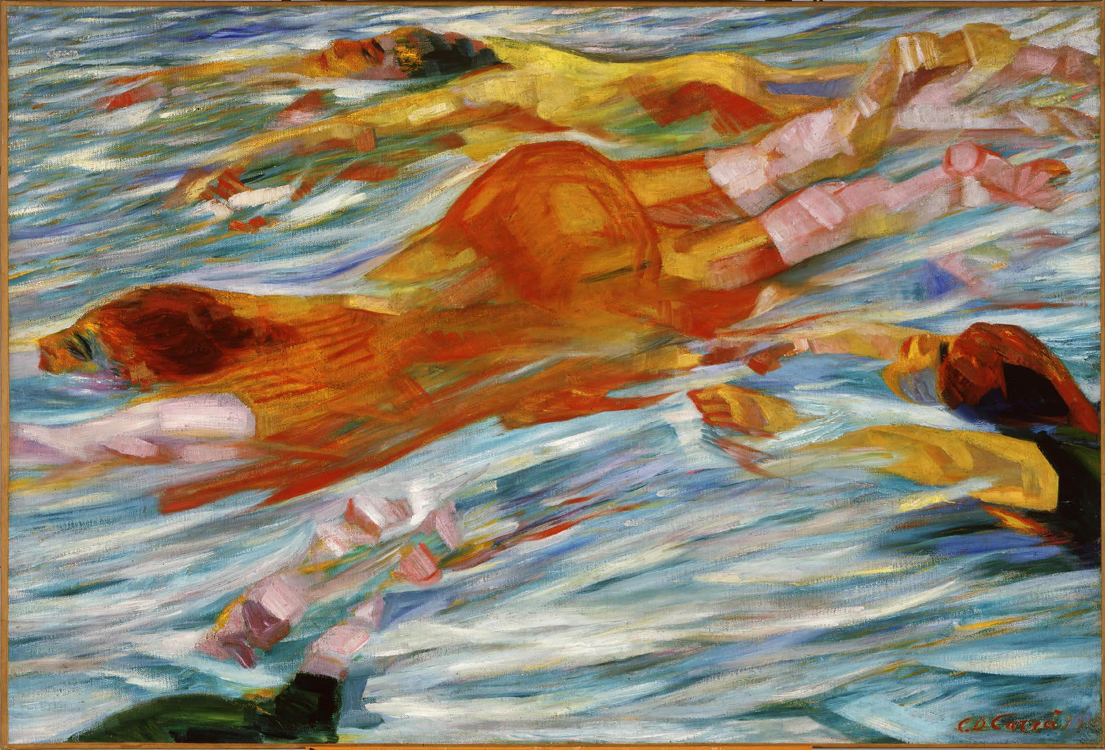 Painting of people swimming