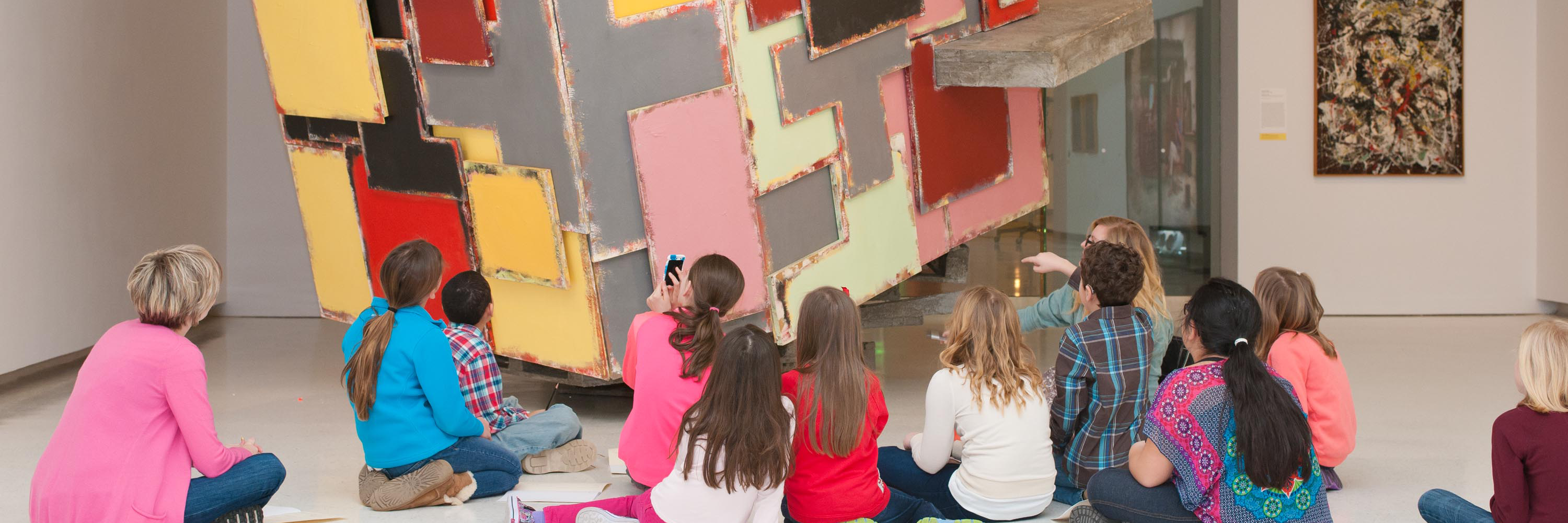 Children on a tour at CMOA view work in the contemporary galleries