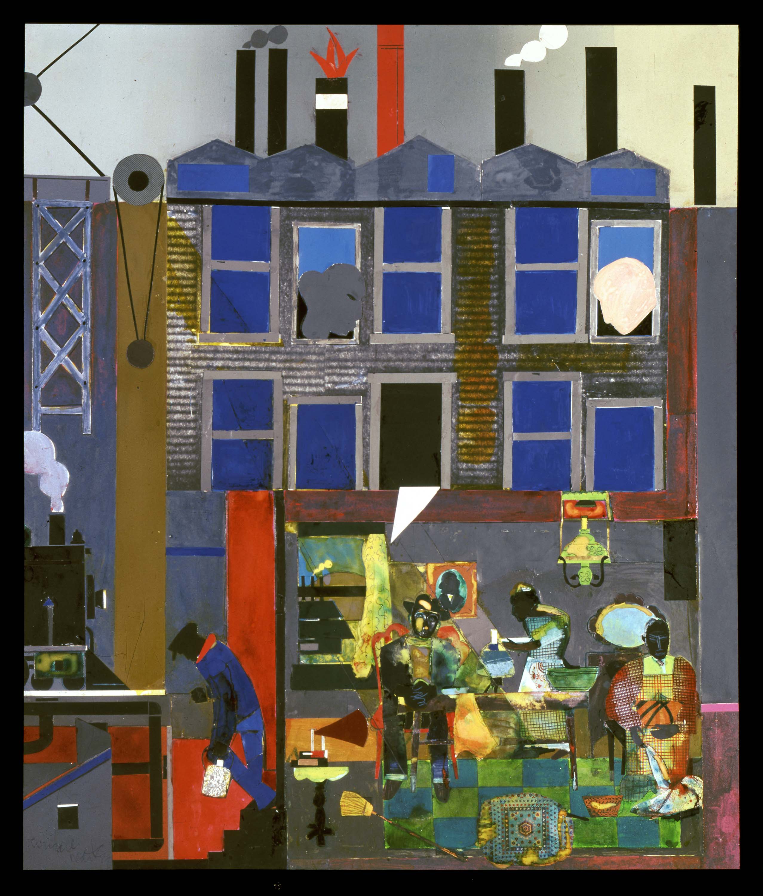 Romare Howard Bearden, Pittsburgh Memories, 1984, collage on board, Gift of Mr. and Mrs. Ronald R. Davenport and Mr. and Mrs. Milton A. Washington