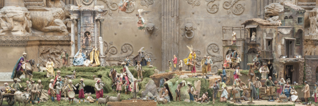 Our presepio depicts the birth of Christ amidst traditional 16th-century Italian village life. It is made up of dozens of figurines and vignettes, sculpted by artists and collected as a set.