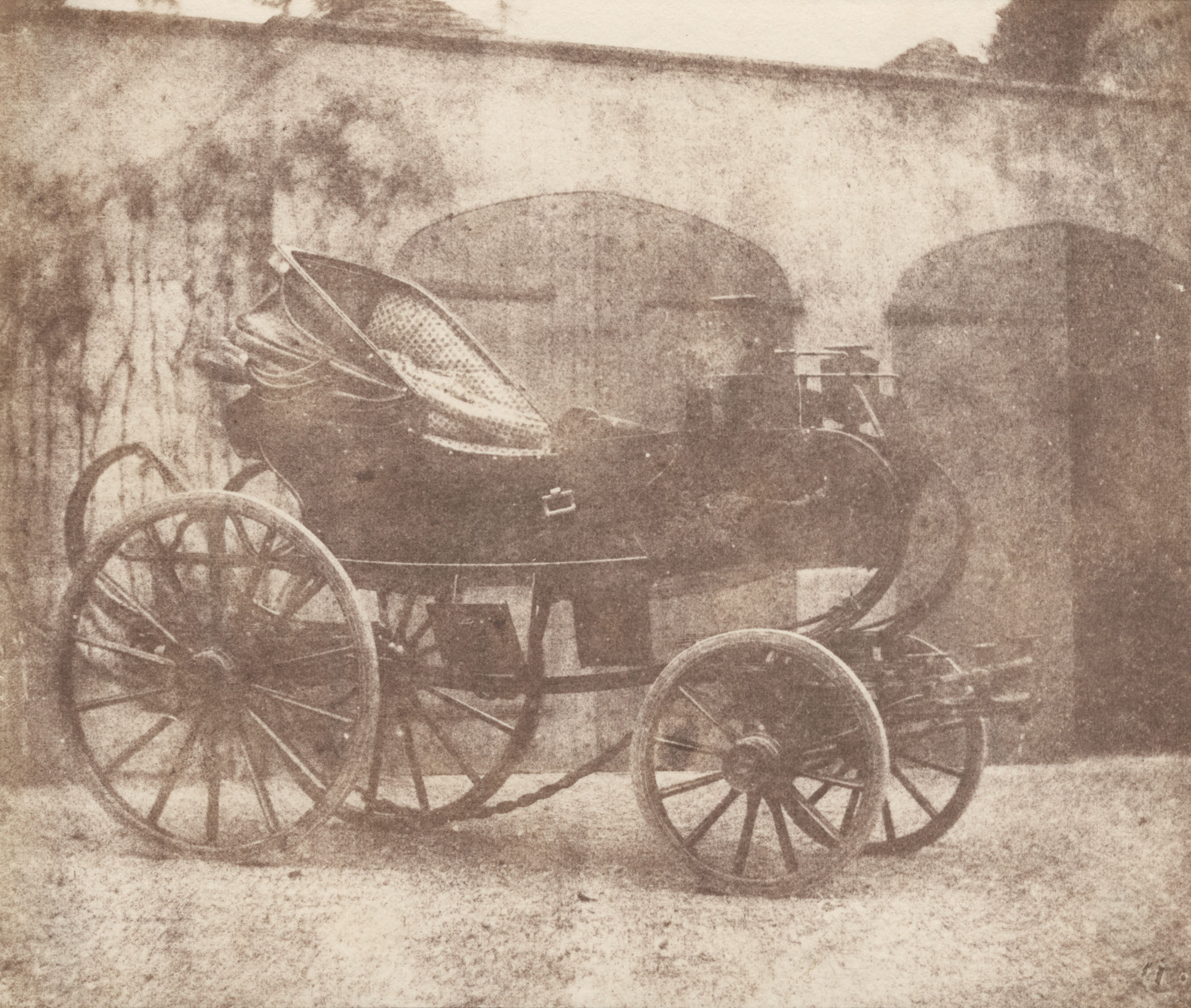 A Barouche Parked in the North Courtyard of Lacock Abbey (detail), April 1844, salt print from a calotype negative , The William T. Hillman Collection
