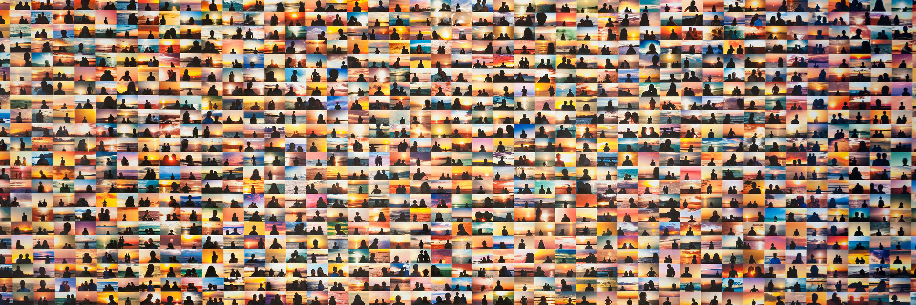Grid of images comprised of many sunset portraits