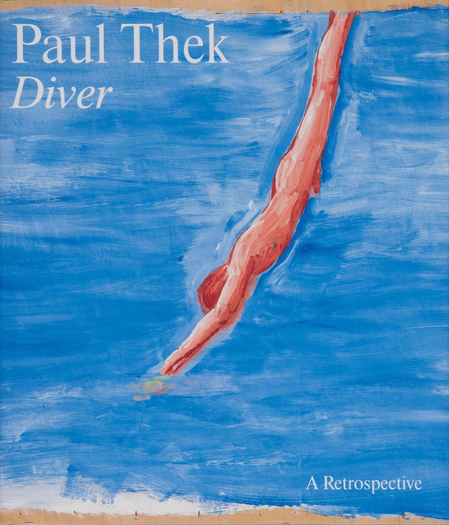 Book cover with painted image of diver on blue background