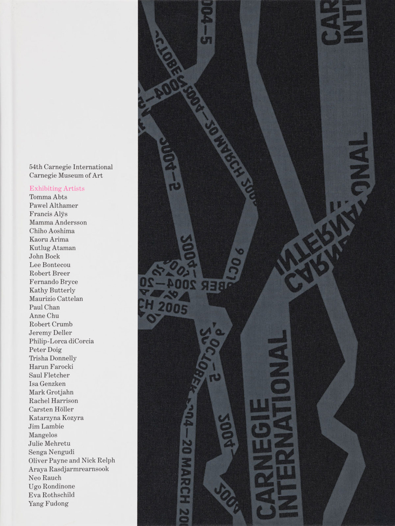 Book cover titled 54th Carnegie International, Carnegie Museum of Art. Includes a list of all featured artists.