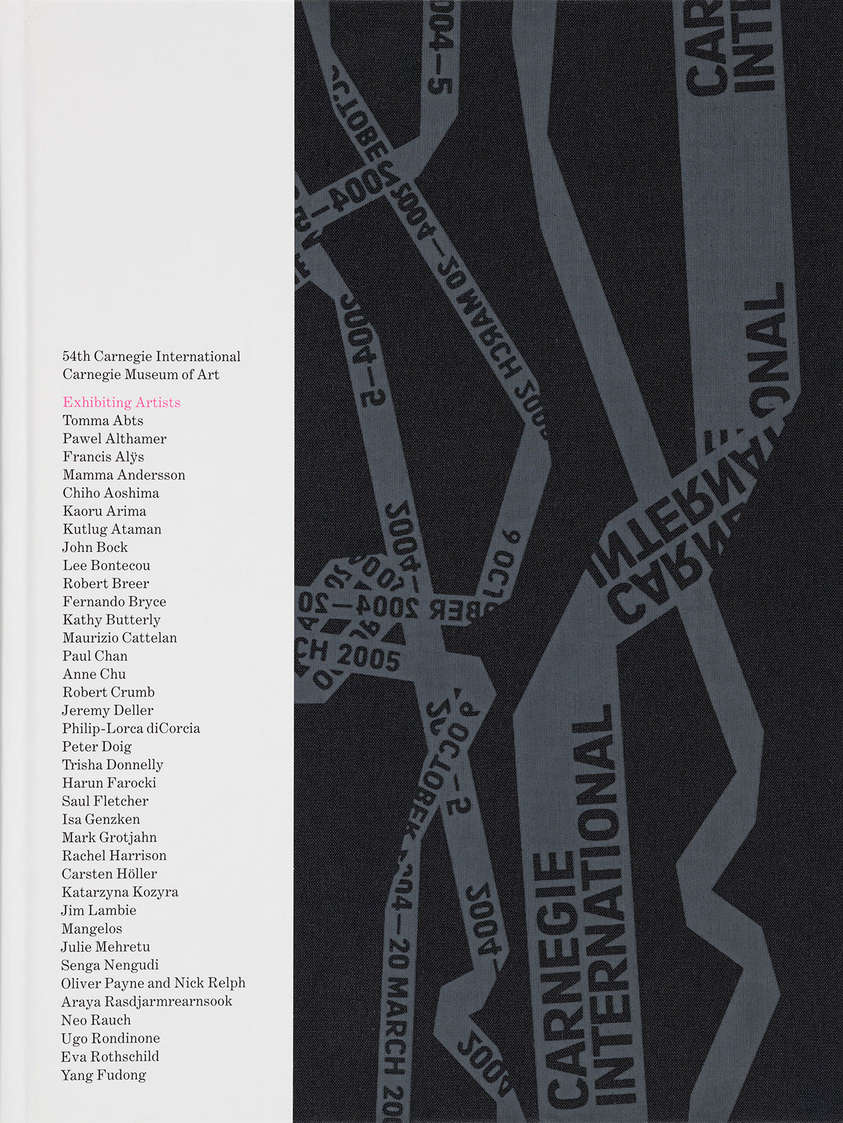 Book cover titled 54th Carnegie International, Carnegie Museum of Art. Includes a list of all featured artists.