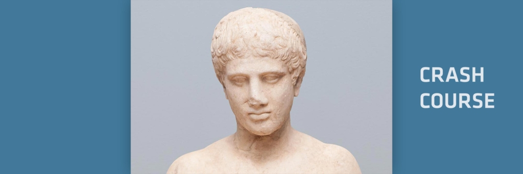 A marble bust of a young man.