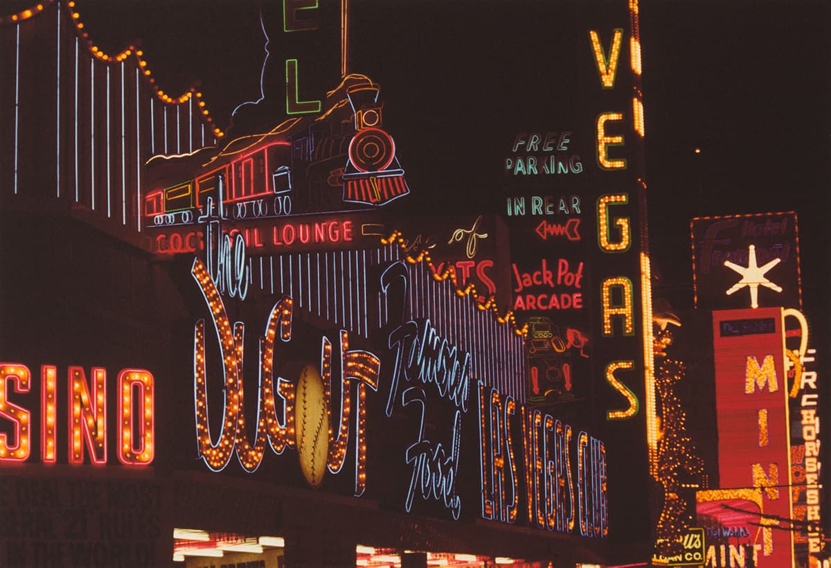 Photograph of bright neon signs in Las Vegas