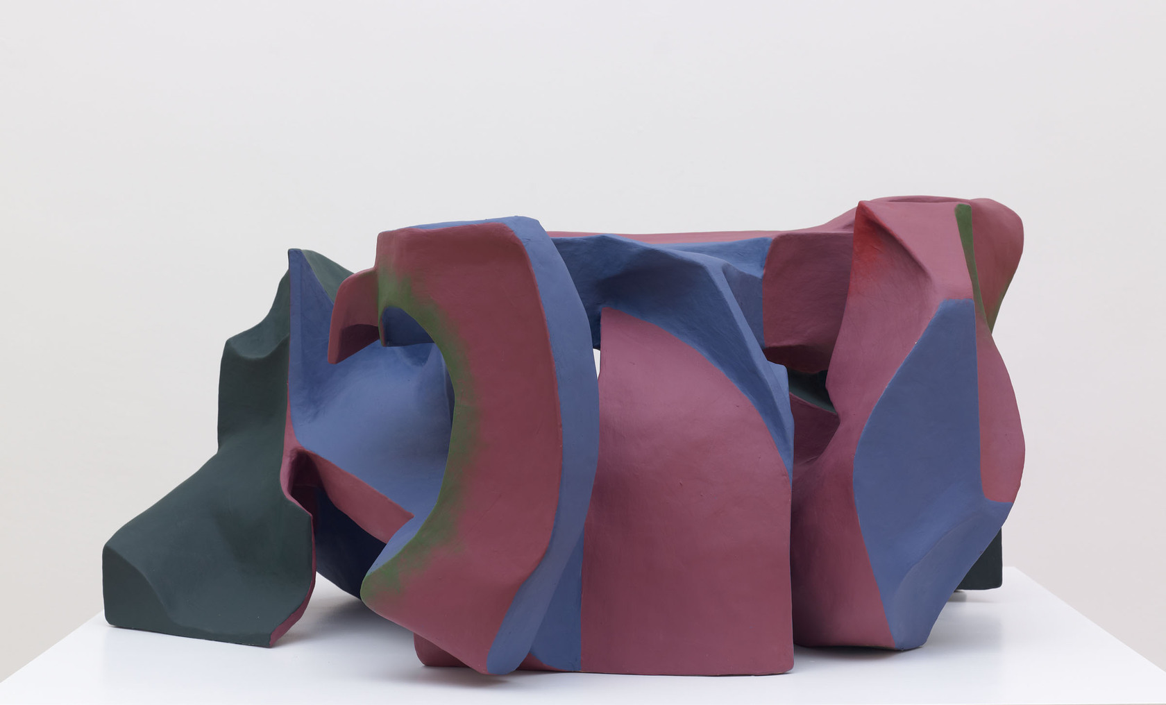 an abstract sculpture made of paper mâché.