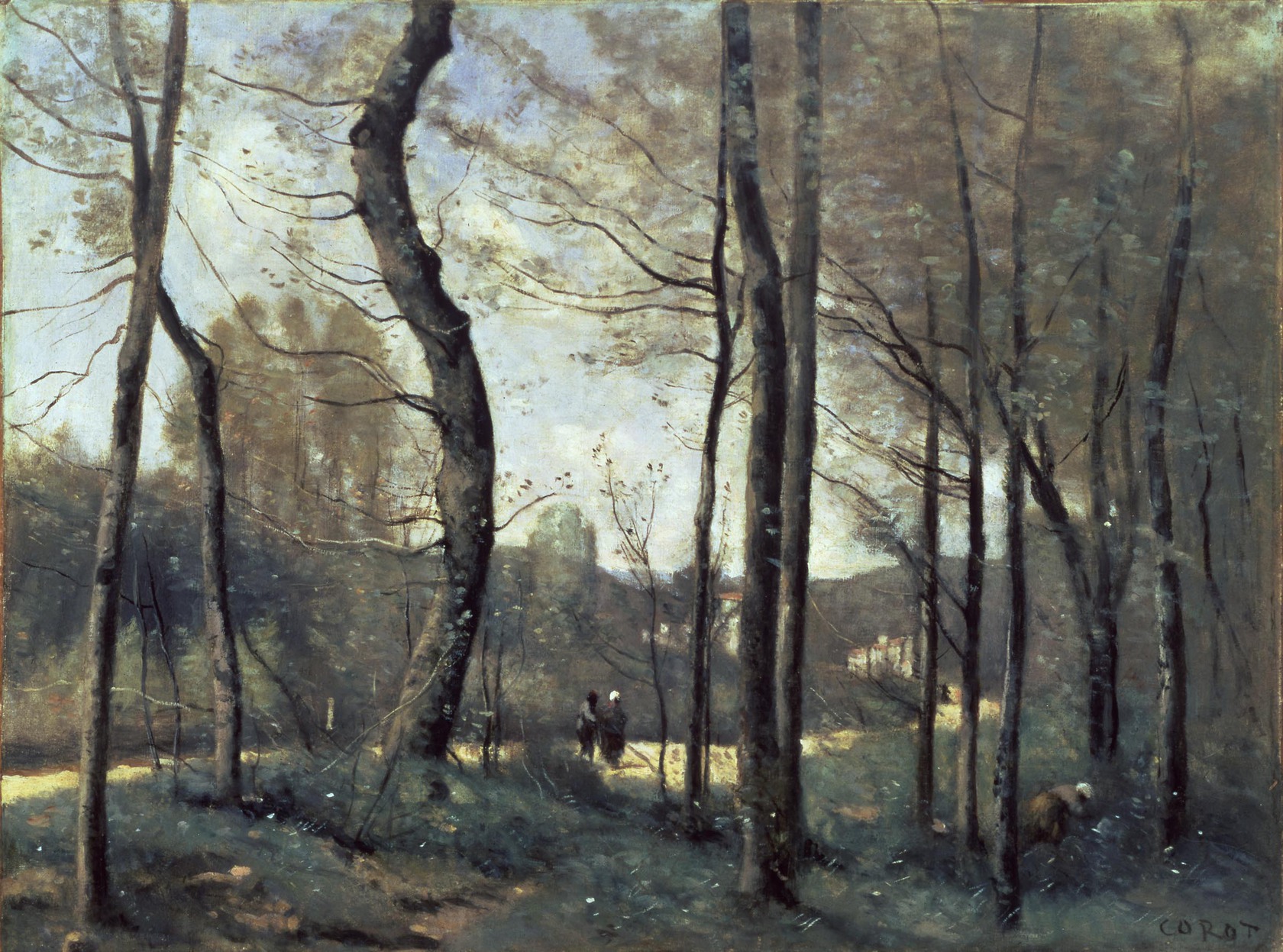 A landscape painting of a peaceful clearing.
