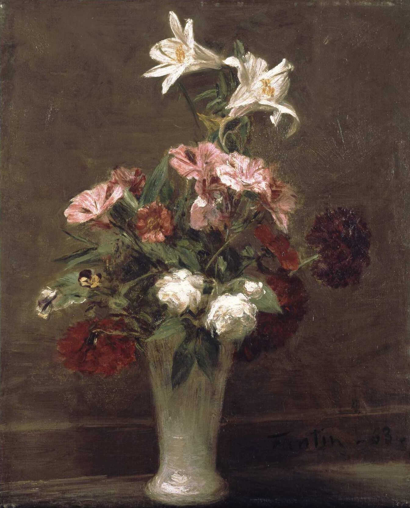 a painting of flowers.
