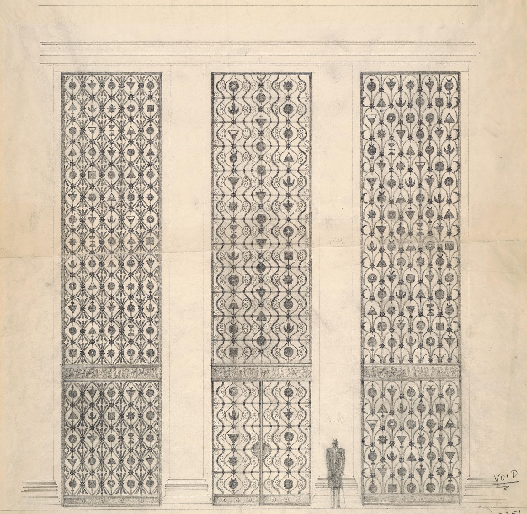 Samuel Yellin, Design drawing for metalwork for the Mellon Institute of Industrial Research