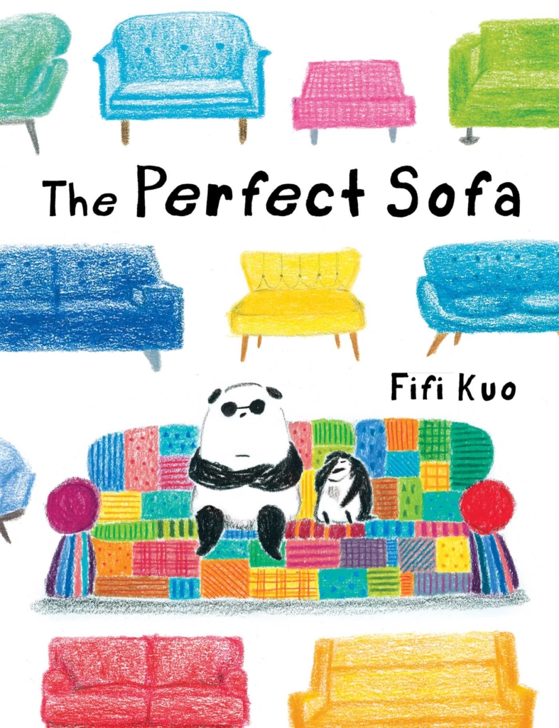 A book cover, titled the perfect sofa