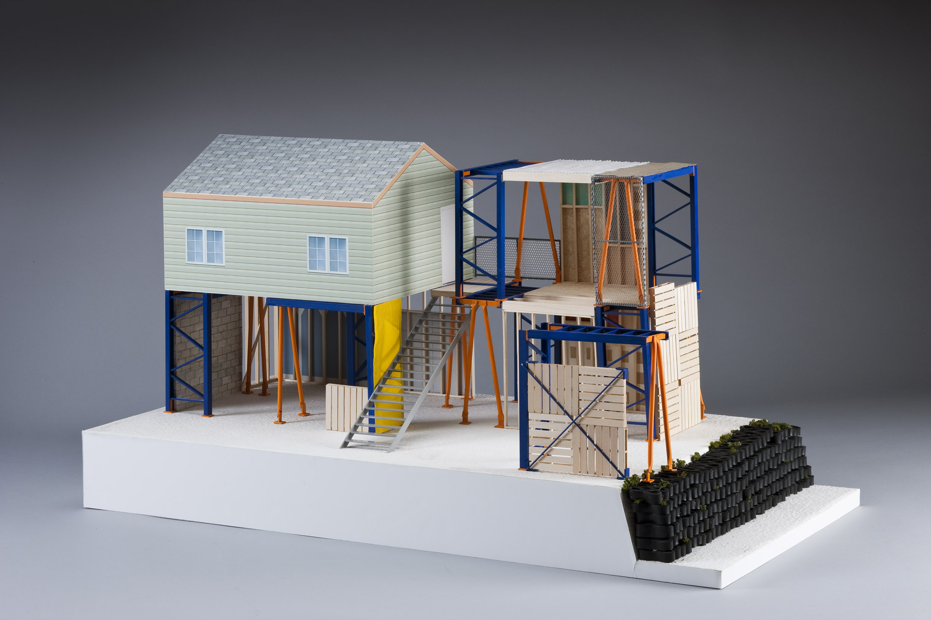 An architectural model of a house in progress