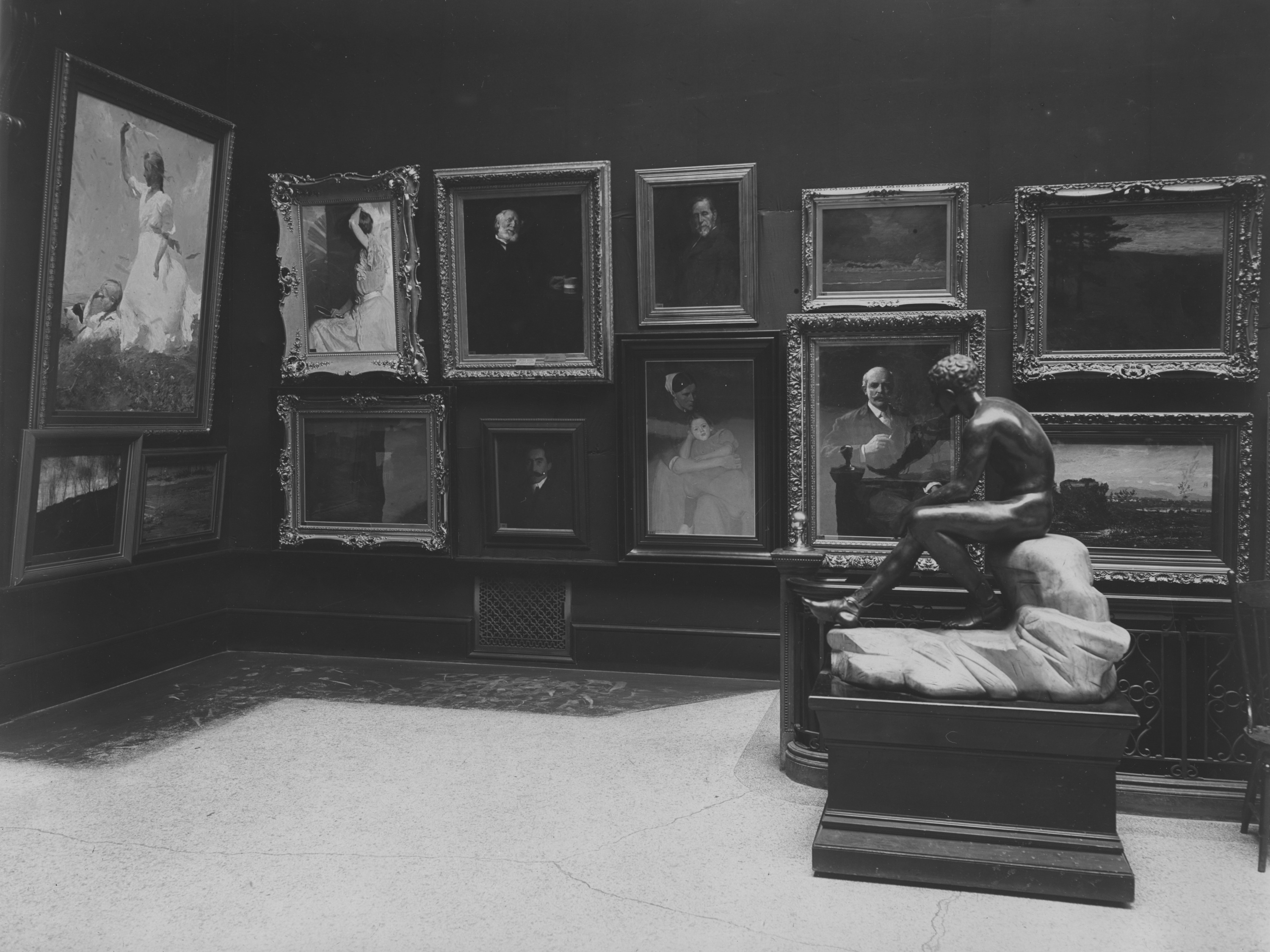 View of the first Carnegie International in 1903 showing various paintings