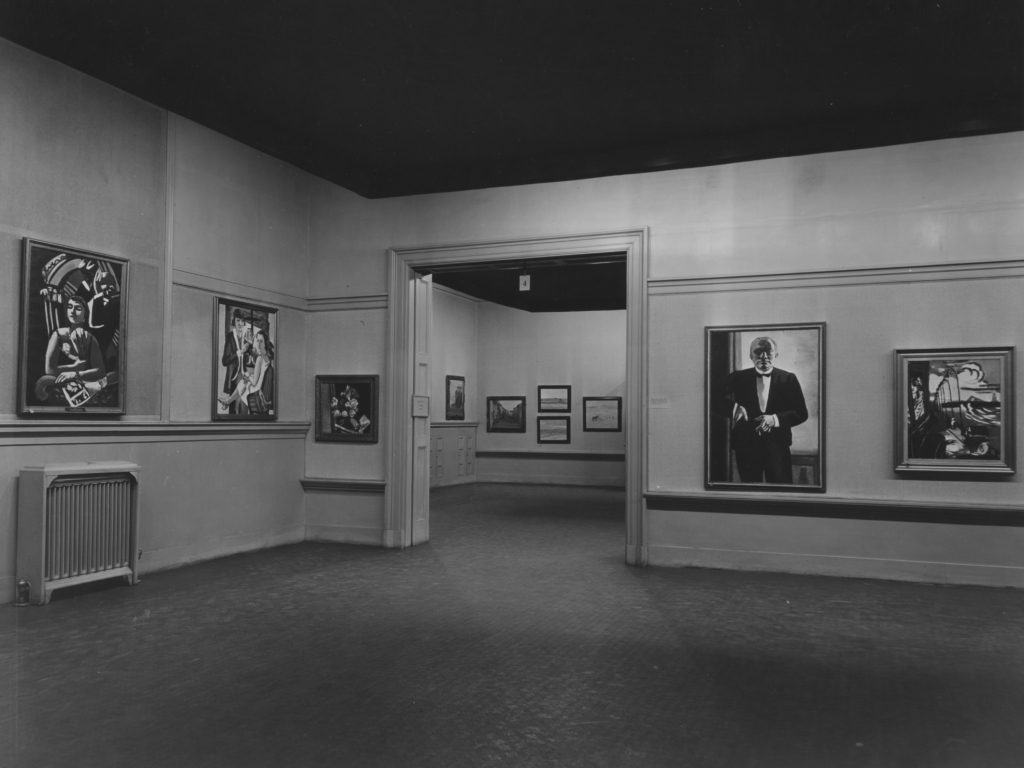 View of the first Carnegie International in 1929 showing various paintings