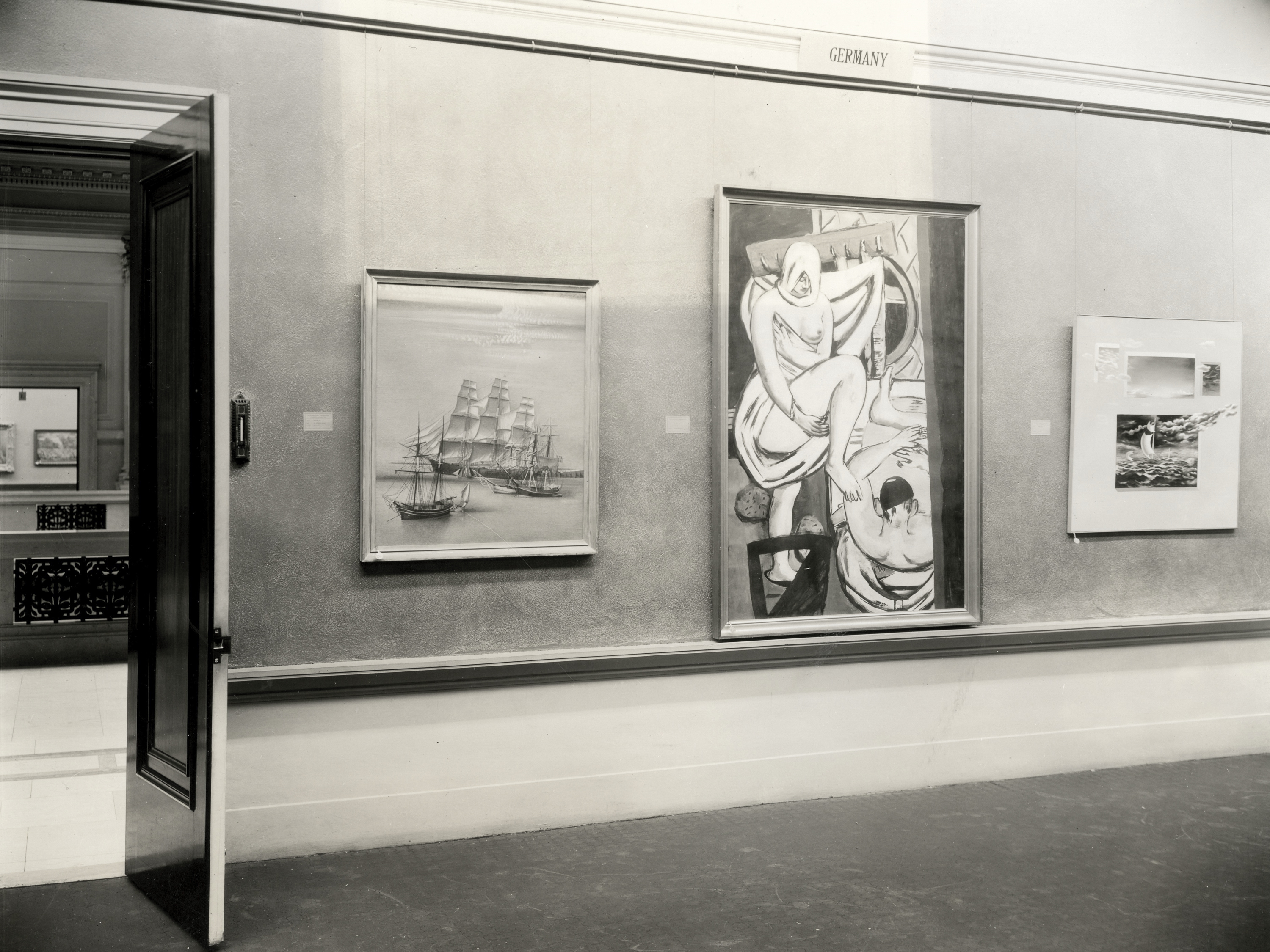View of the first Carnegie International in 1937 showing various paintings