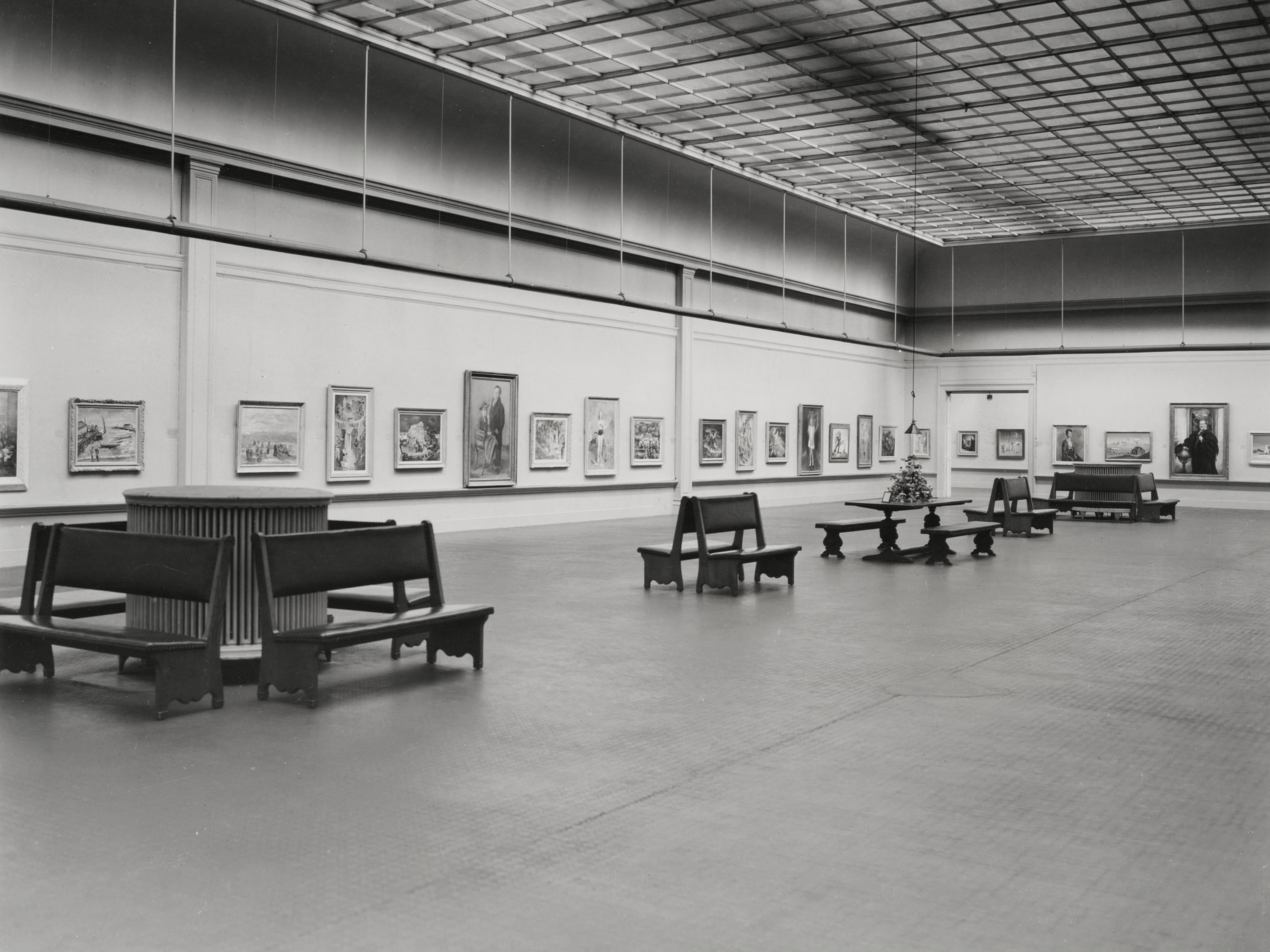 View of the first Carnegie International in 1946 showing various paintings