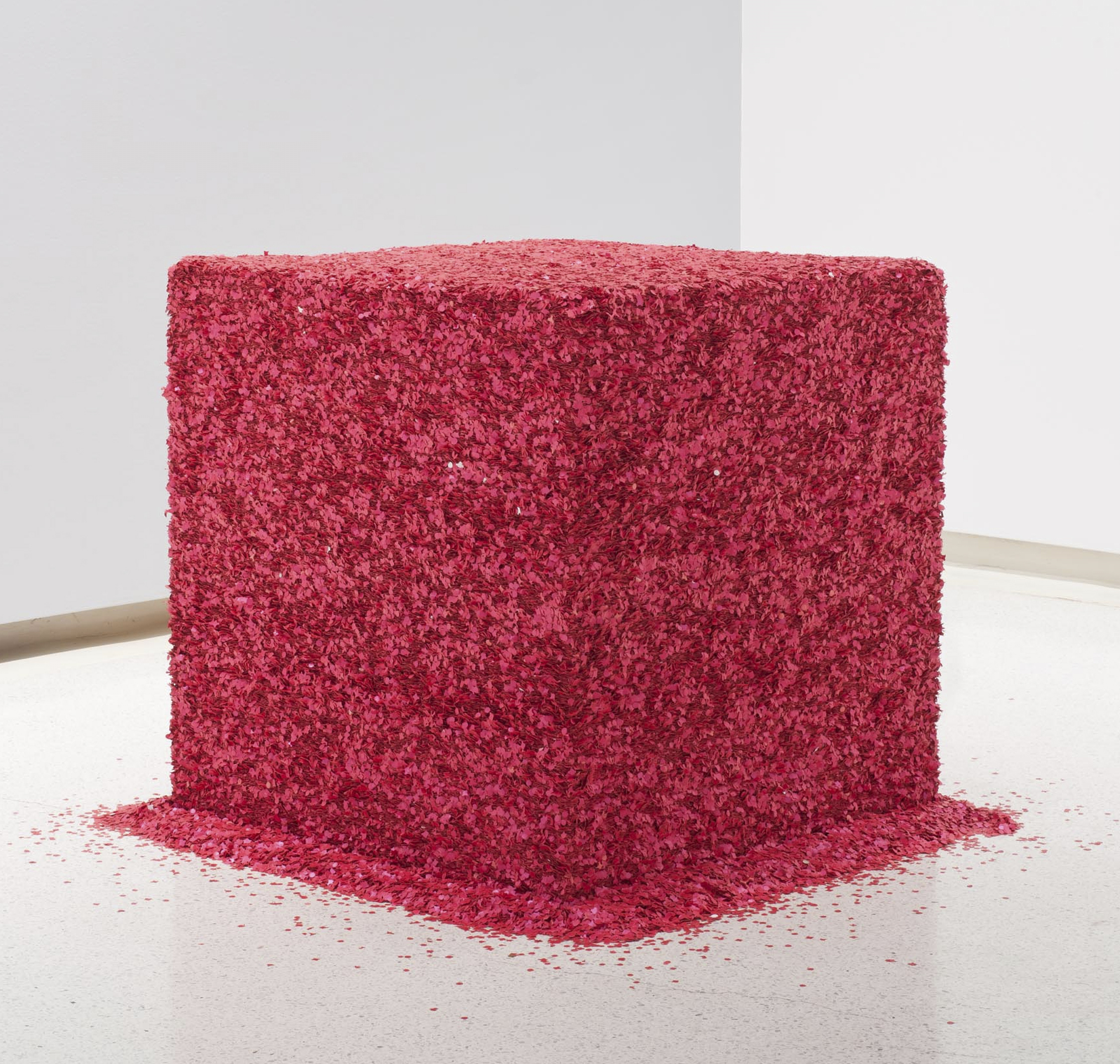 A red fuzzy block apart of the 2013 Carnegie International