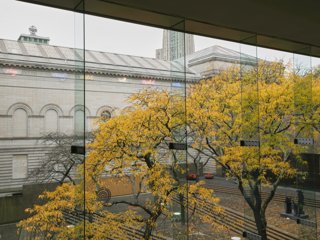 View of the sculpture court during the fall