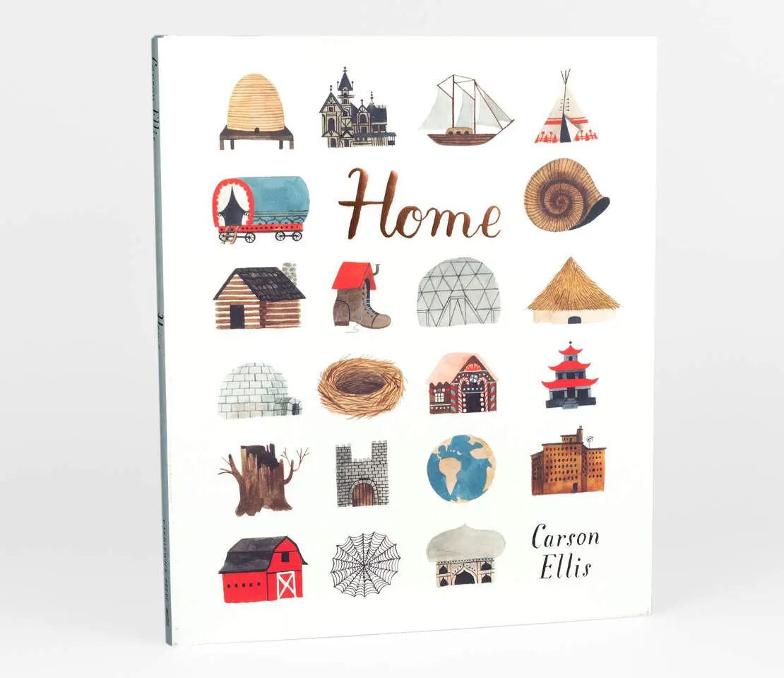 A book cover, titled home