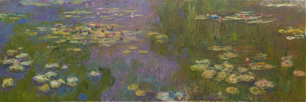 a painting of a pond: Water Lilies by Claude Monet