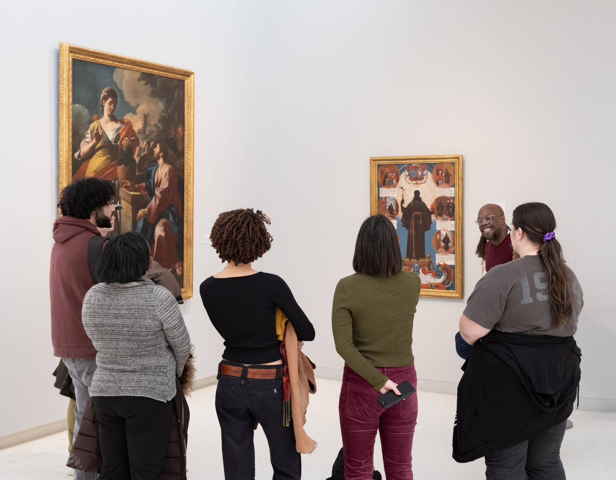 visitors looking at art