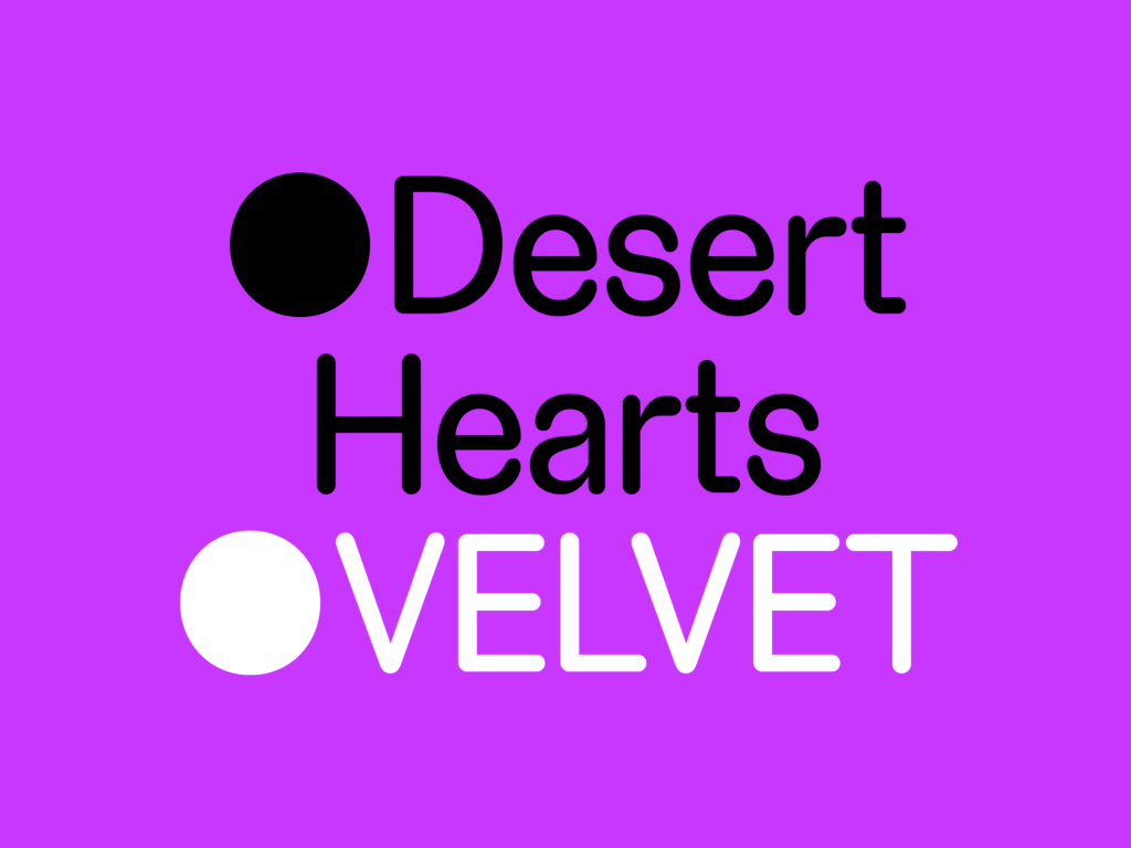 Purple graphic that reads Desert Hearts VELVET