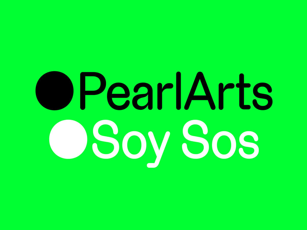 Green graphic that reads Pearl Arts, Soy Sos Graphic