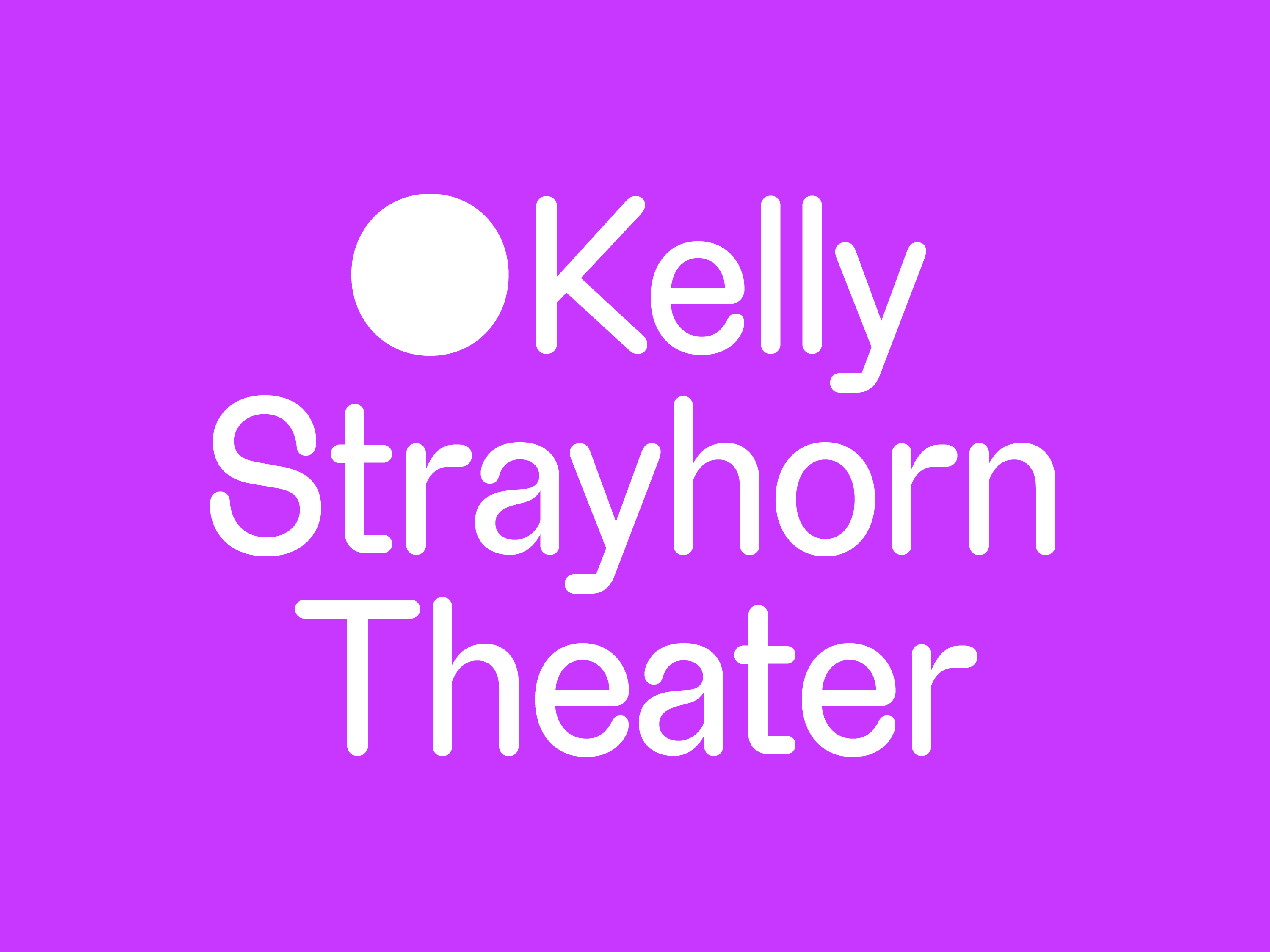 Purple graphic that reads Kelly Strayhorn Theater