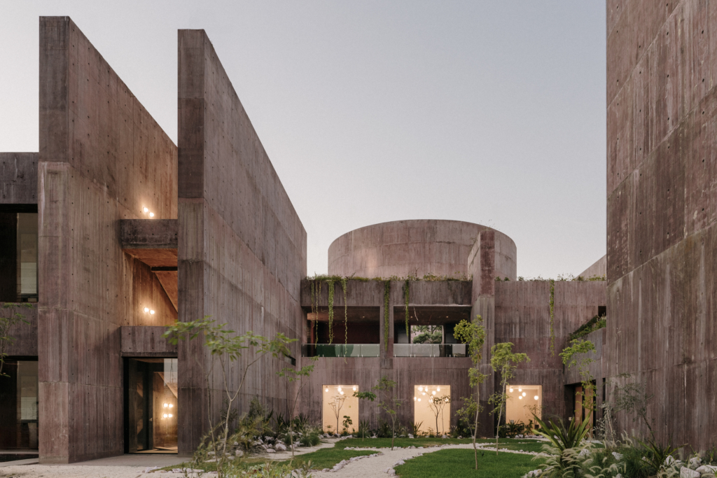 building combining brutalist and nature architecture