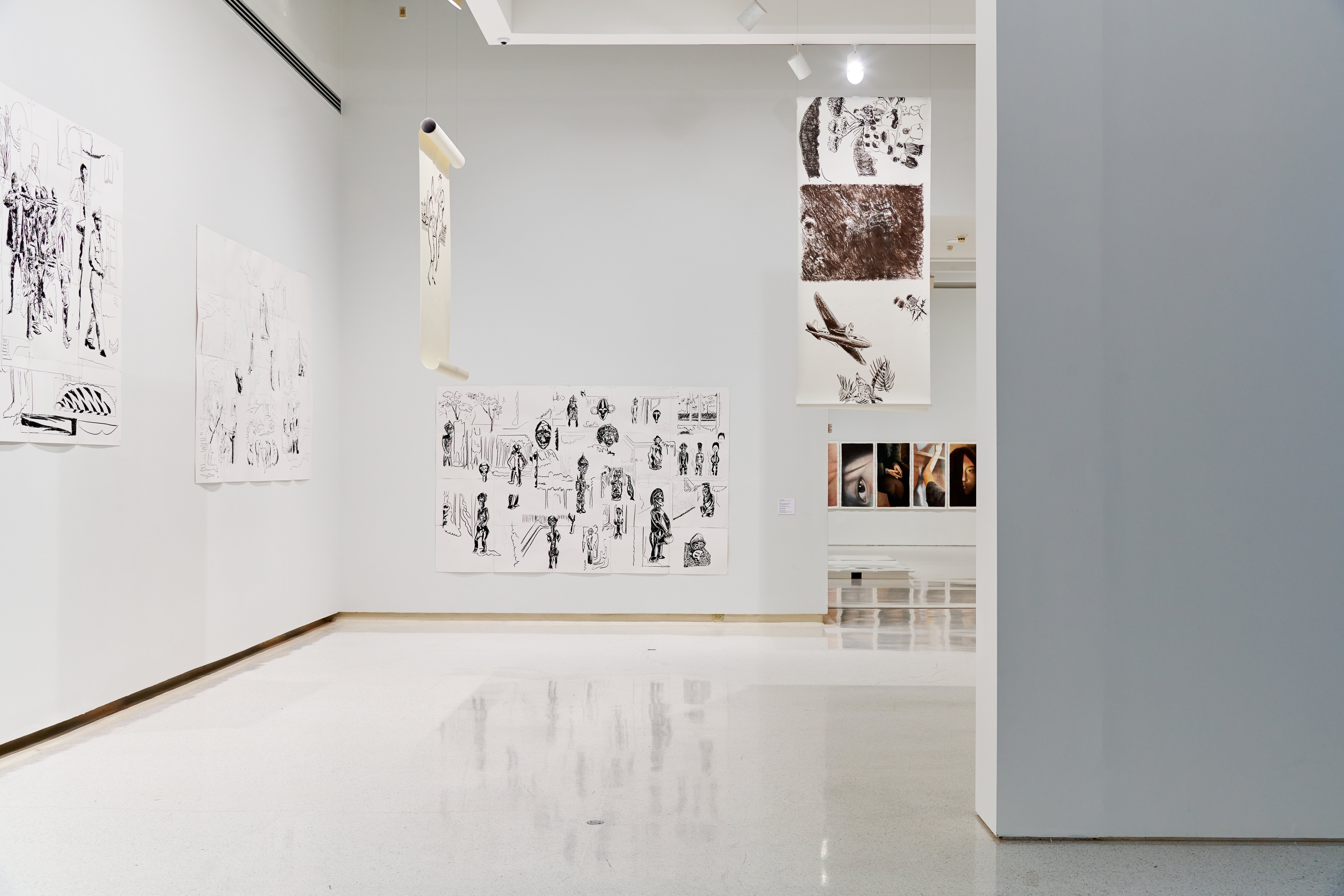 Installation view of the 58th Carnegie International featuring works by Christian Nyampeta
