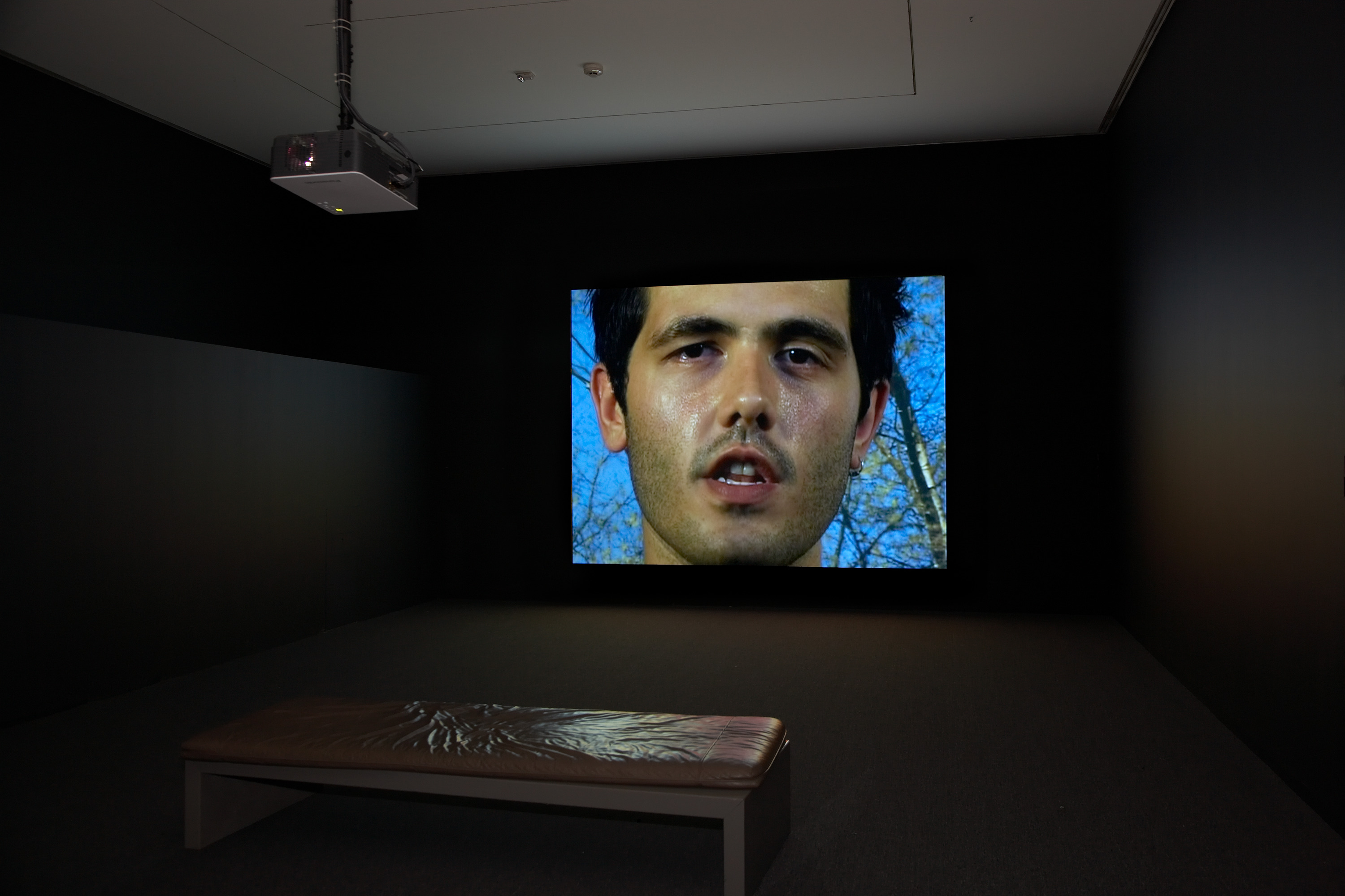 a video playing in a dark room