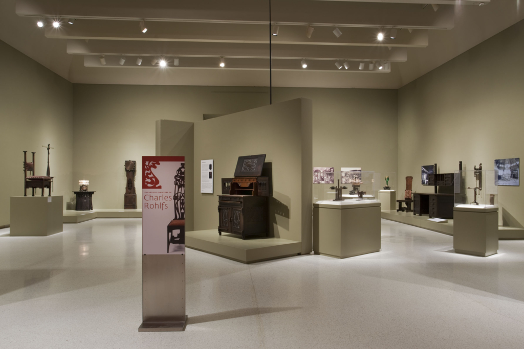 Installation view of The Artistic Furniture of Charles Rohlfs