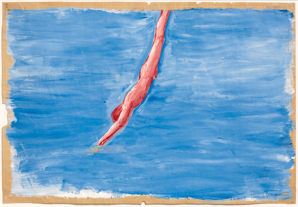 painting of a person diving