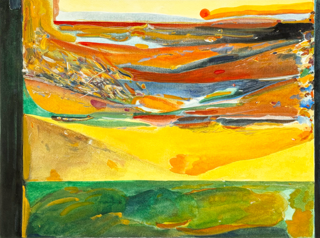 watercolor on paper painting of Stacked Sunsets by Matthew Constant