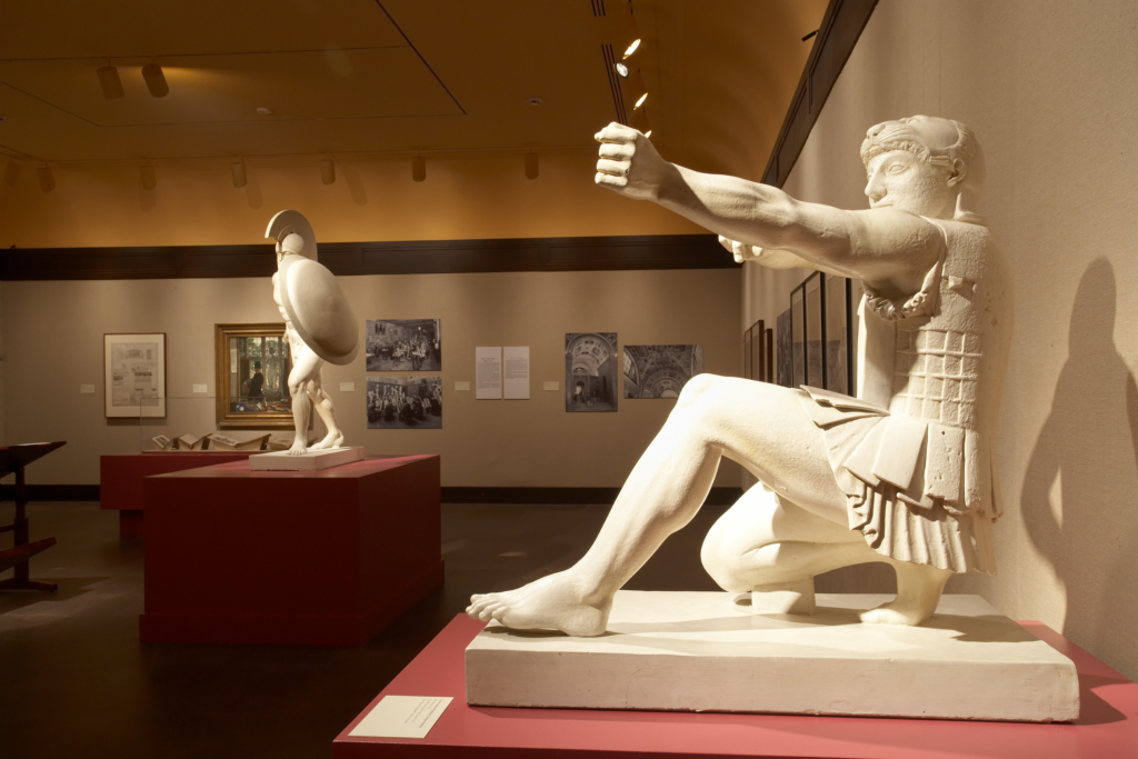 greek/roman sculpture of a man positioned to launch an arrow