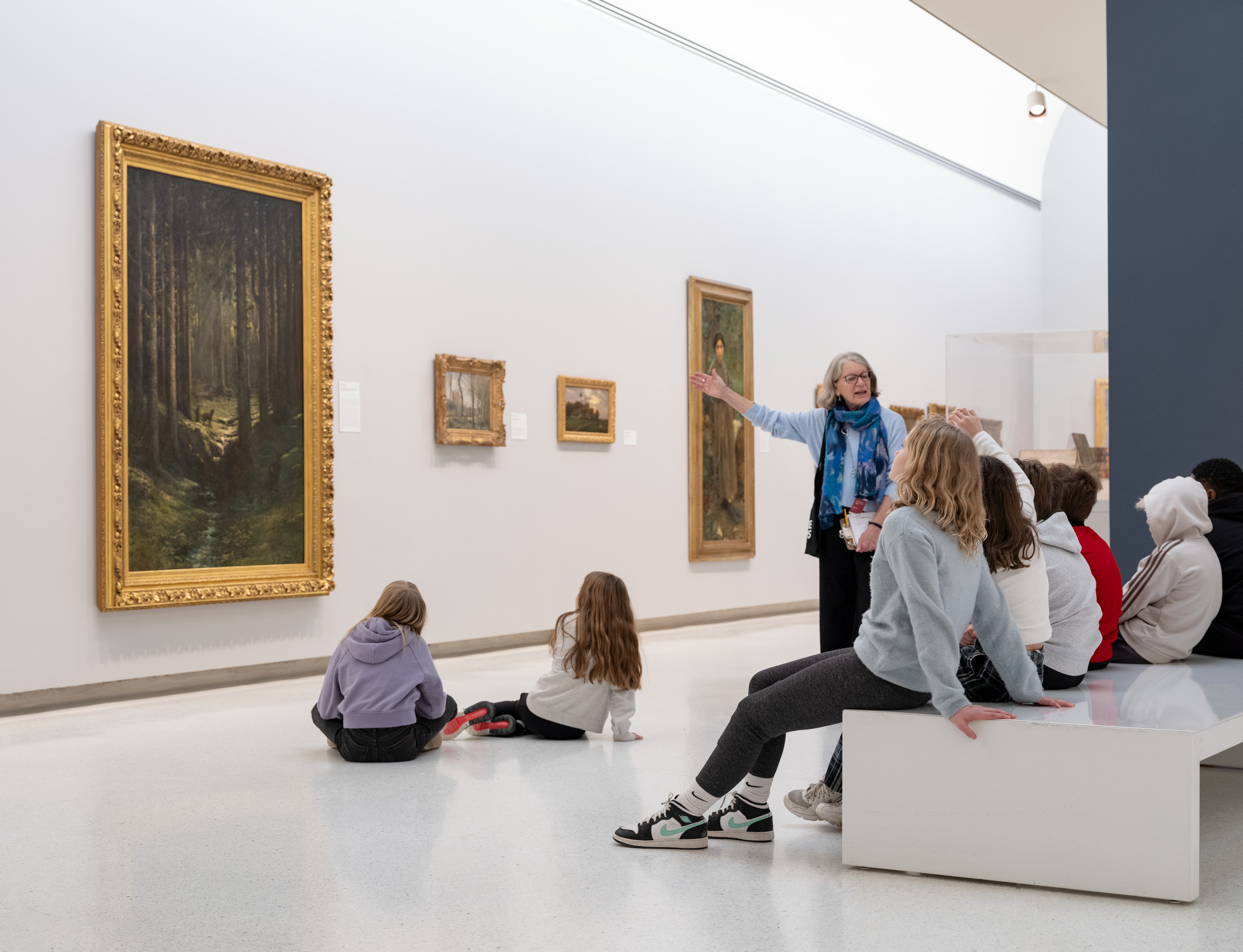 visitors looking at art