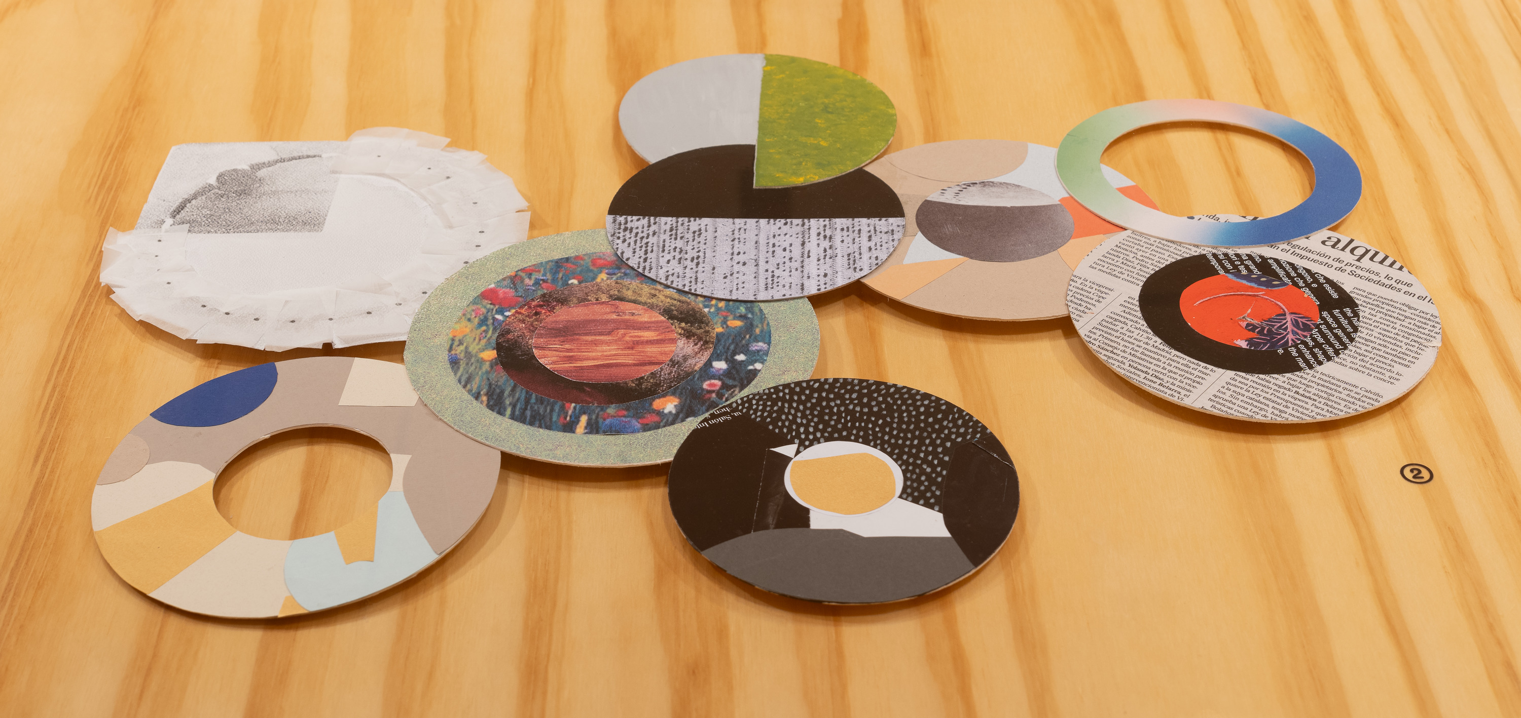 collage of cutouts in the shape of record vinyls