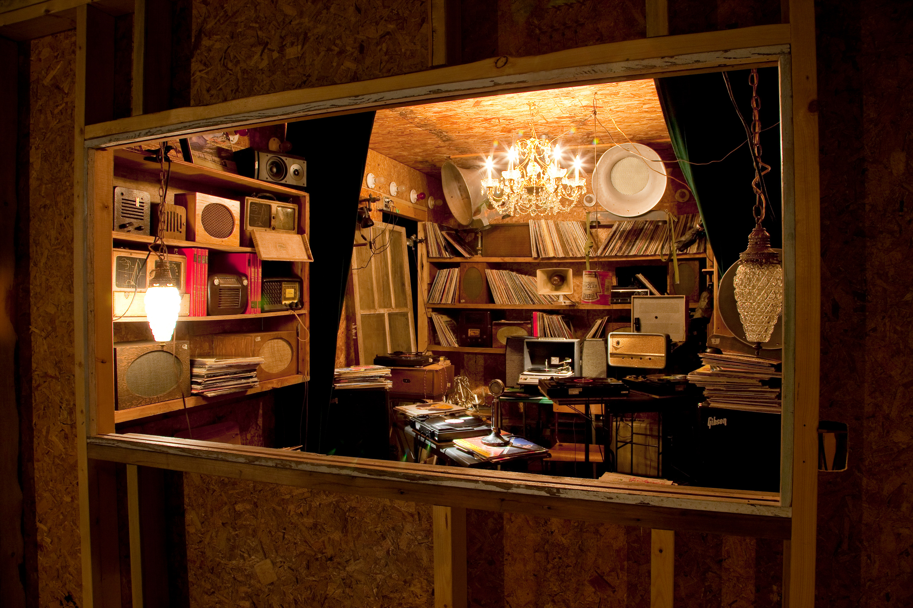 Installation view of Janet Cardiff and George Bures Miller: Opera for a Small Room