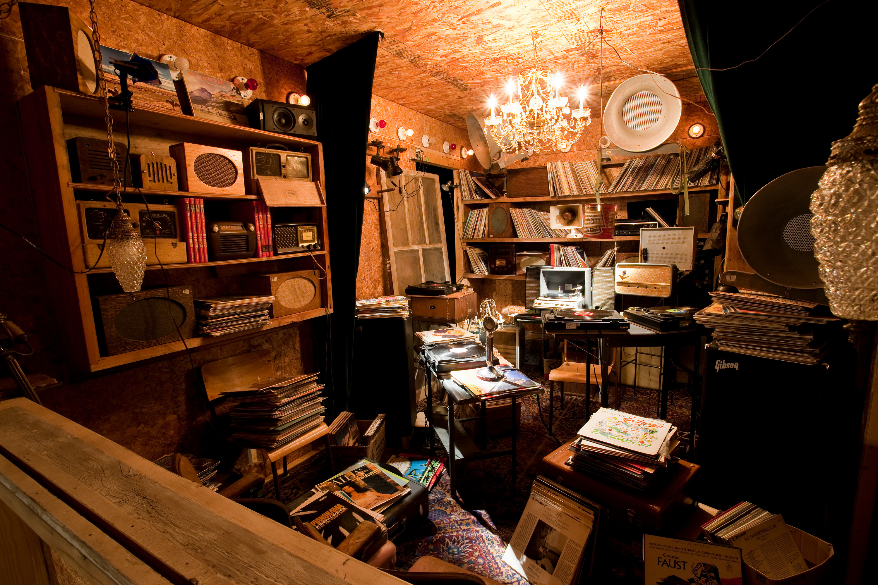 Installation view of Janet Cardiff and George Bures Miller: Opera for a Small Room