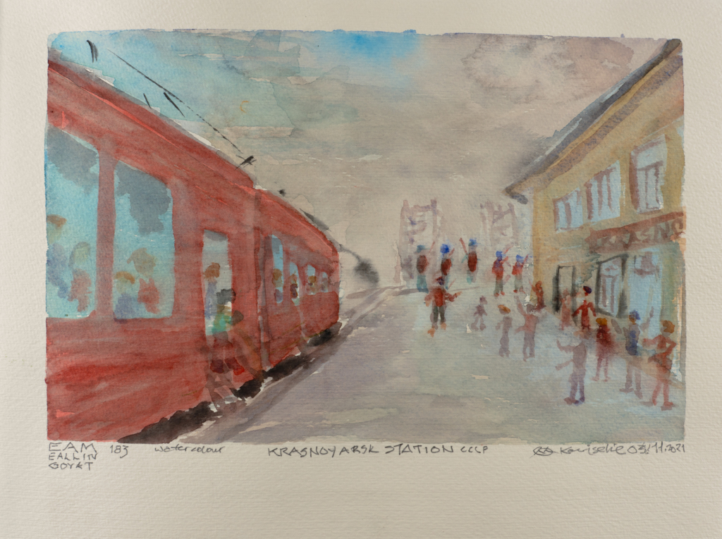 train station watercolor