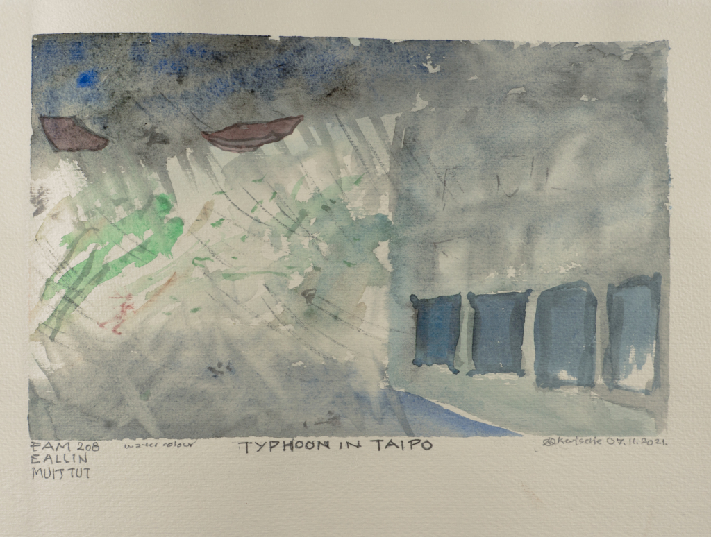 typhoon in taipo watercolor