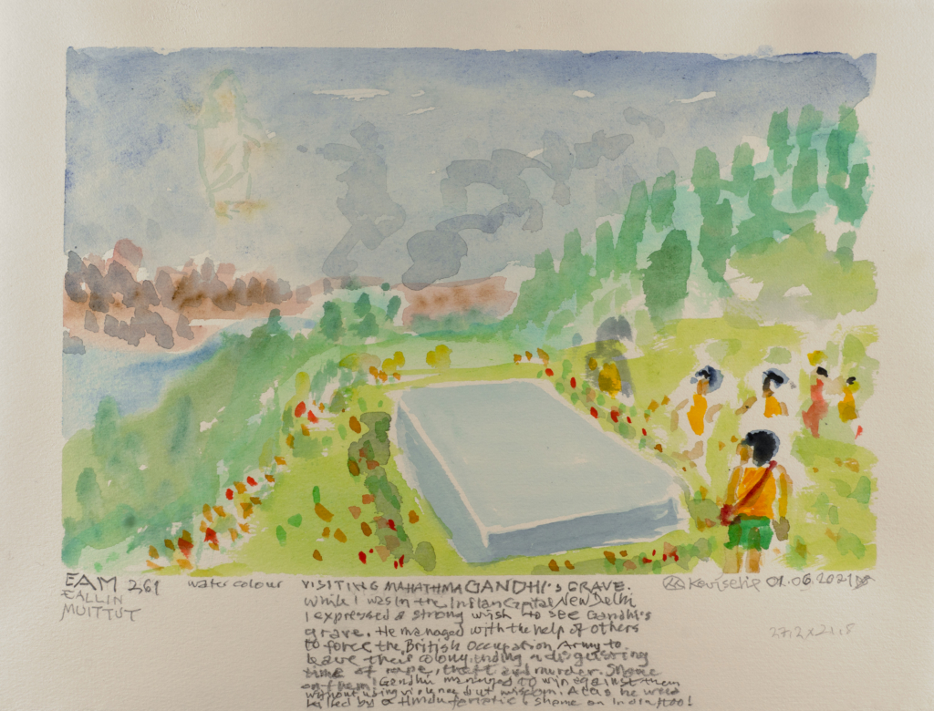 gandhis grave watercolor