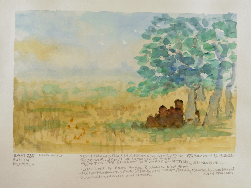 people resting under a tree watercolor