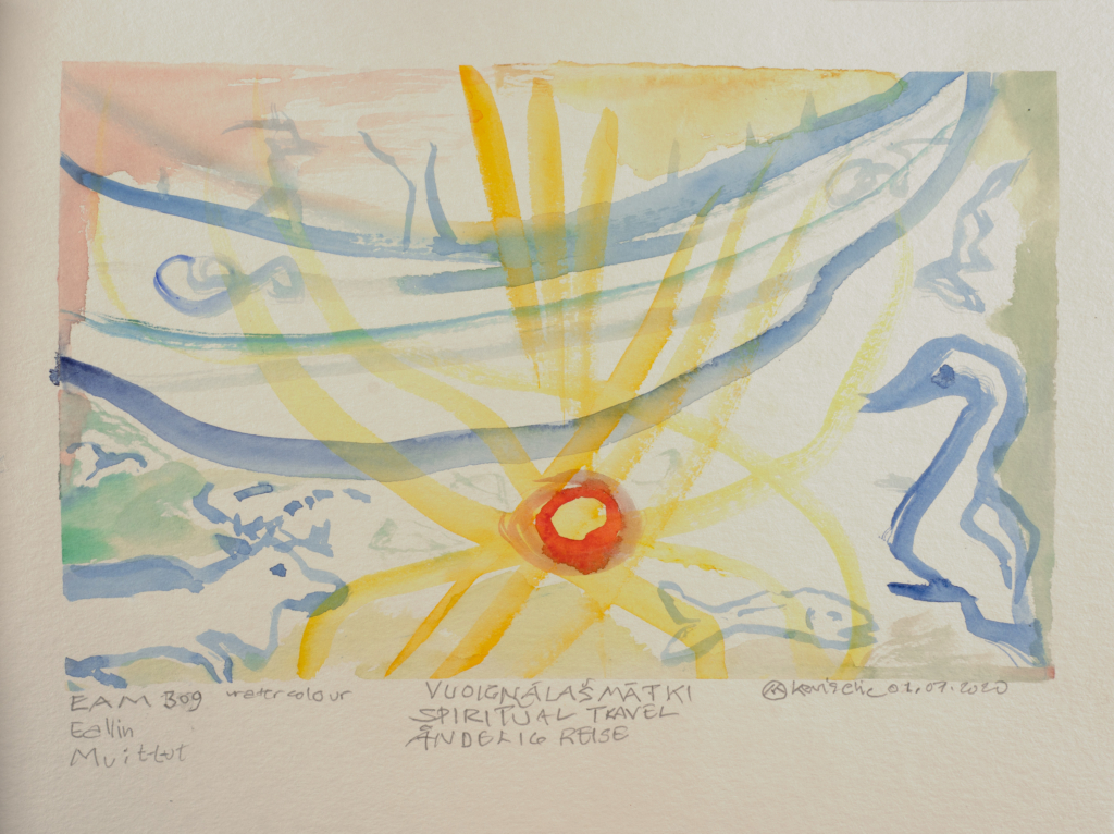painting of the sun and various abstract emails