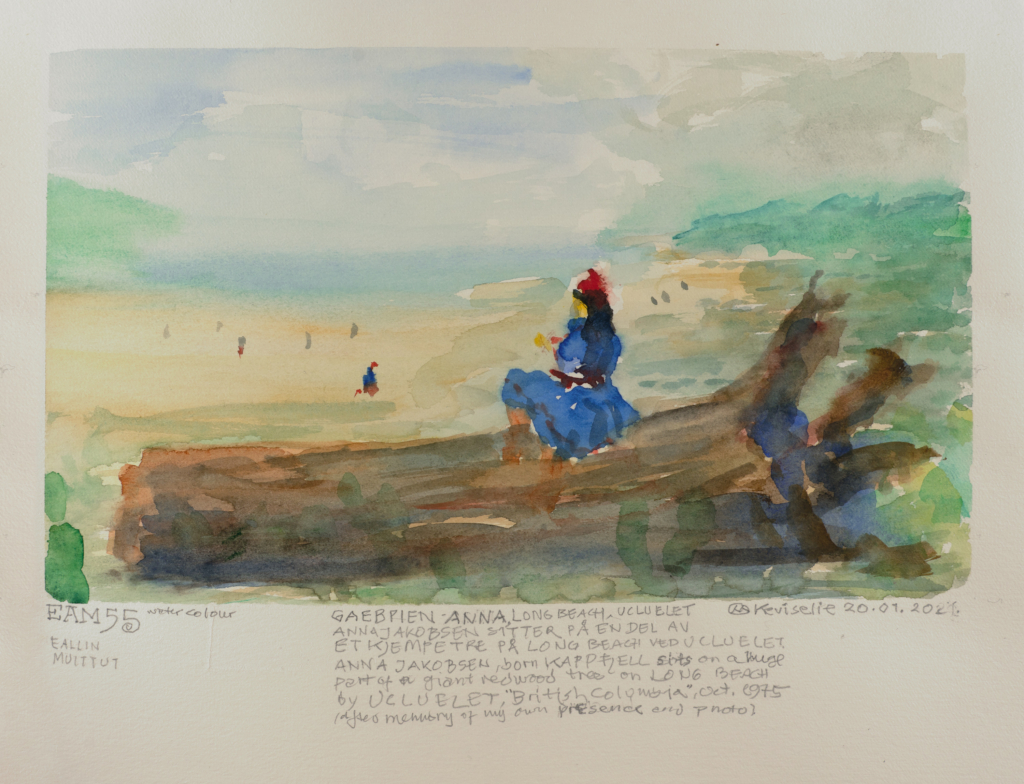 person sitting on a log watercolor