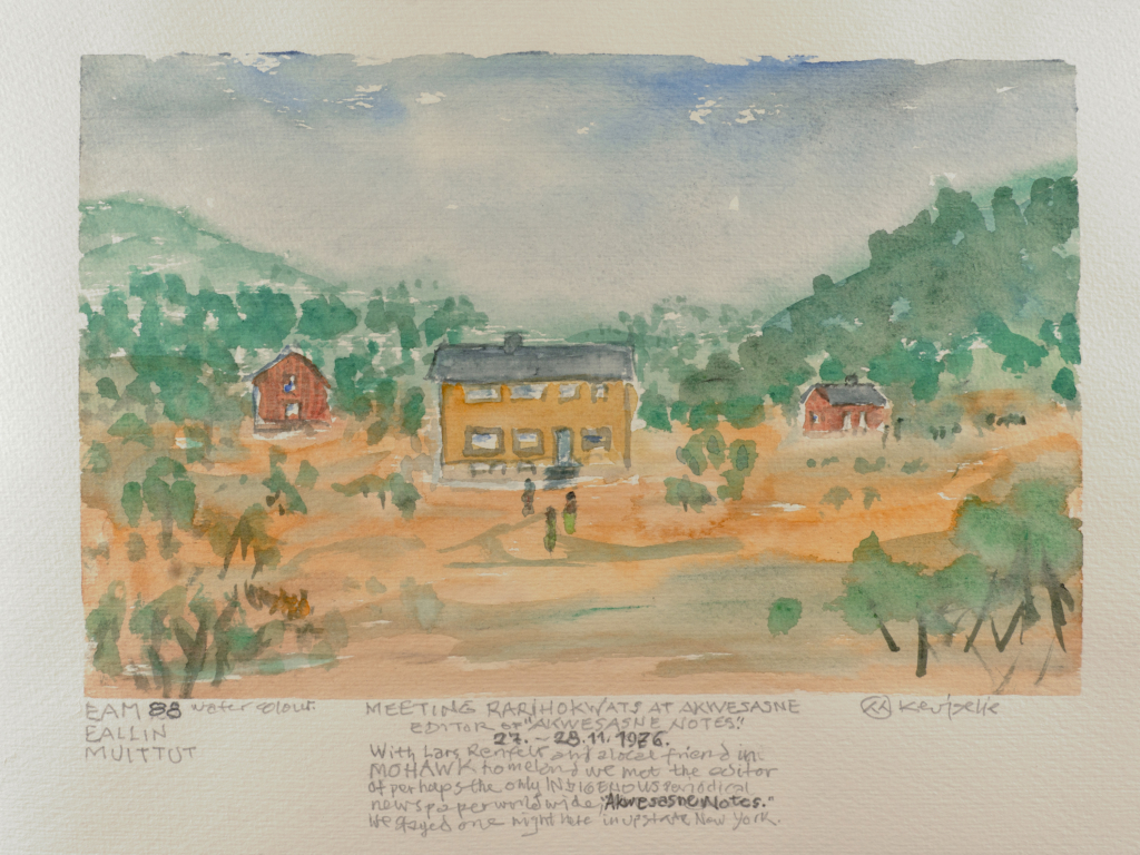 houses on a farm watercolor