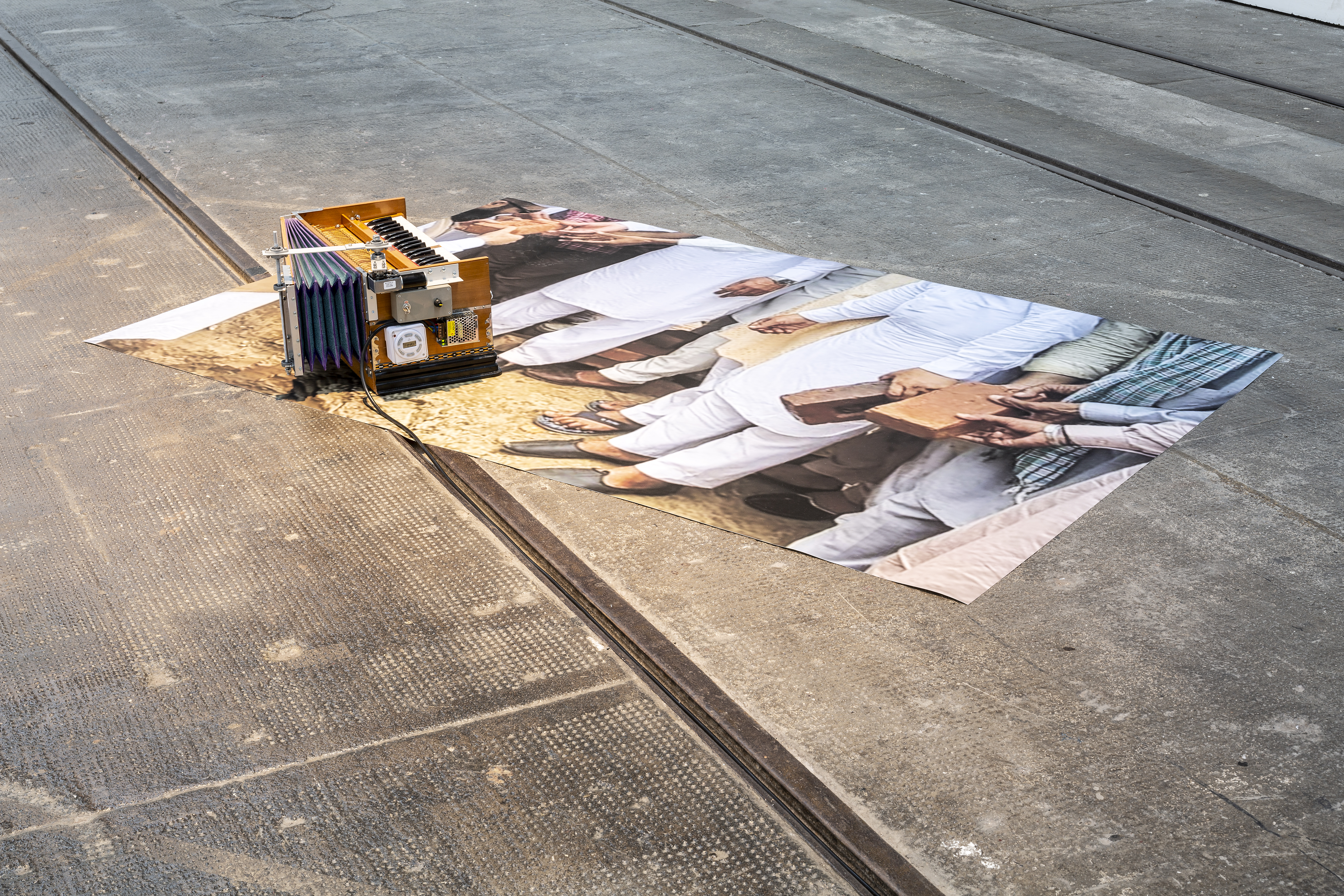 photograph on the ground with an old time camera