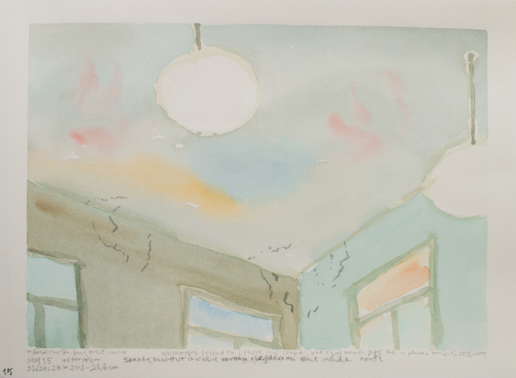 corner of a room watercolor