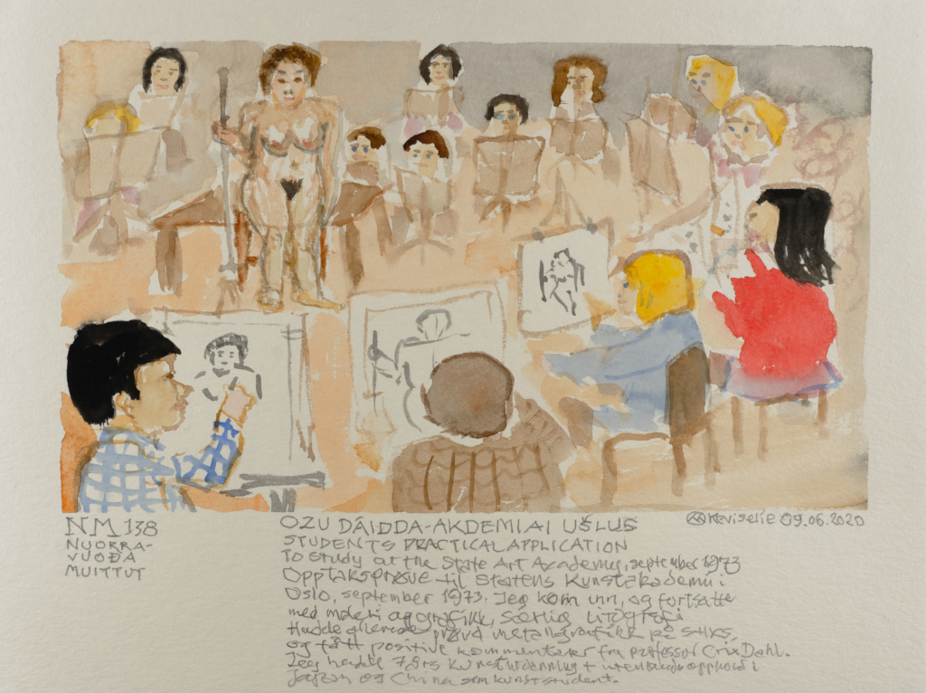 people attending a nude figure drawing class watercolor